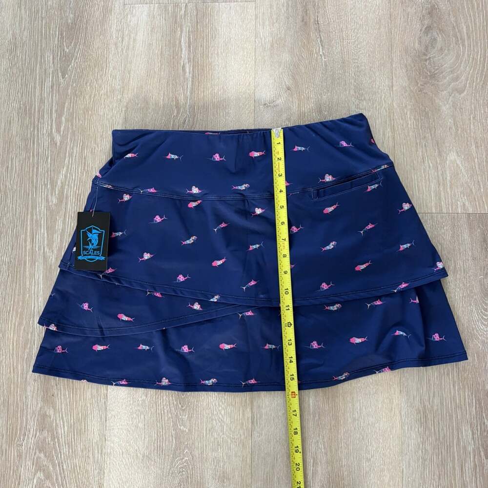 Scales Women's Trippy Fish Athletic Skort Blue Pull On Activewear Size XL (14) - Picture 5 of 7